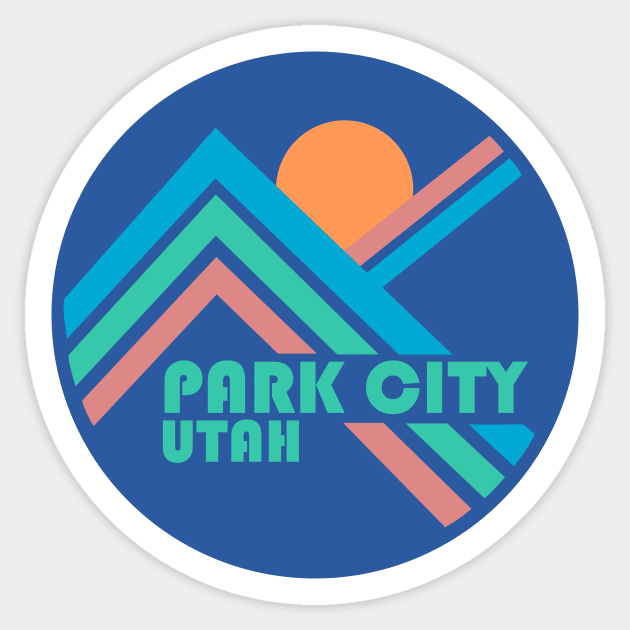 Park City Retro Line Mountains Blue Sticker by MountainFlower